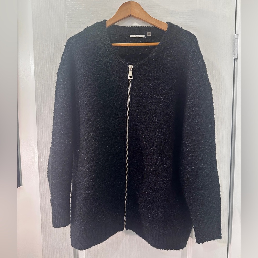 Dex Women's Oversized Black Zip-Up Jacket
